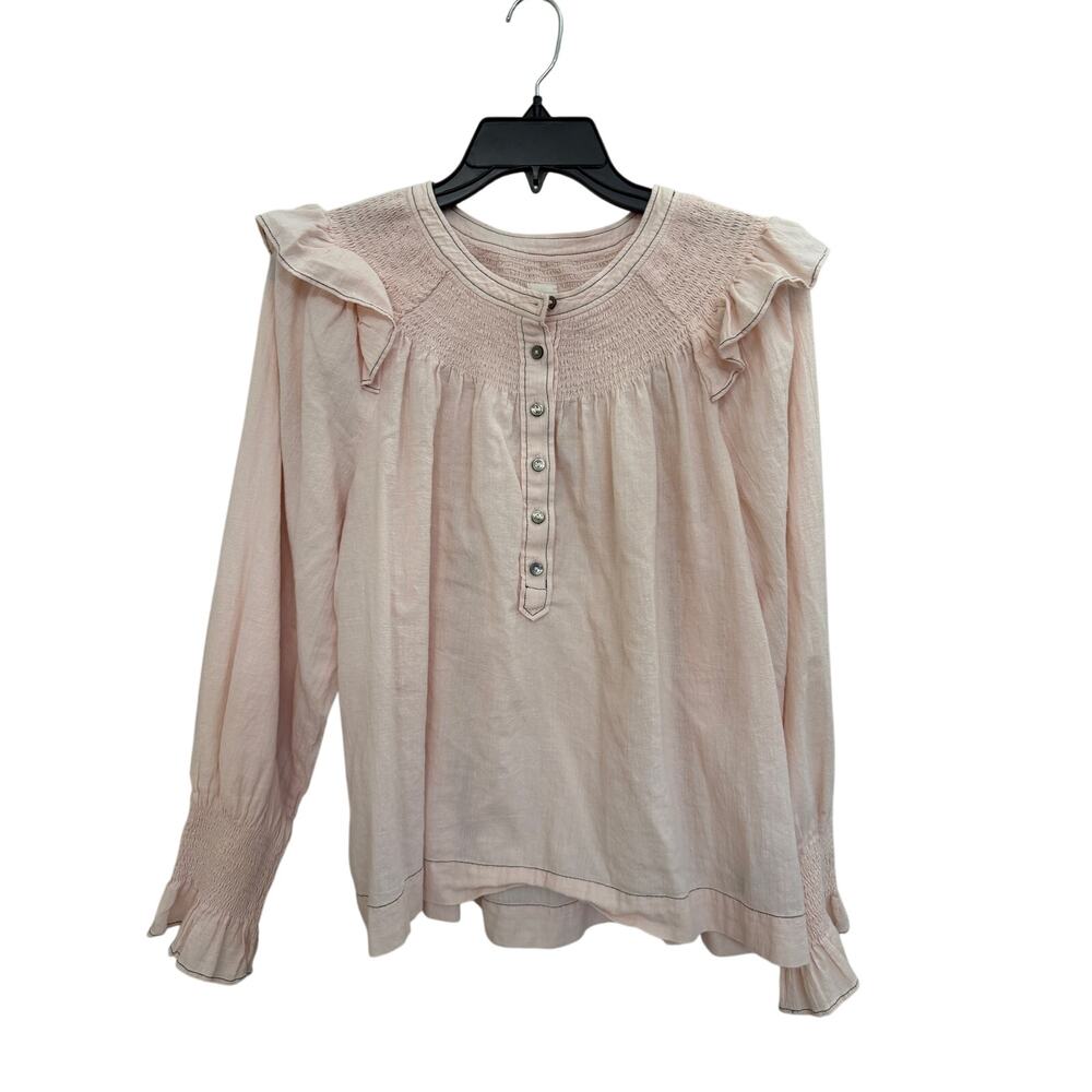 La Vie Rebecca Taylor soft pink button-front blouse in 100% cotton